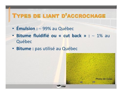 Liant d'accrochage - Bitume Québec