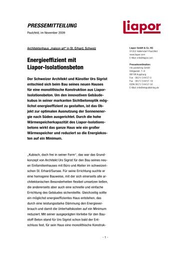 Energieeffizient mit Liapor-Isolationsbeton - archiart - urs sigrist