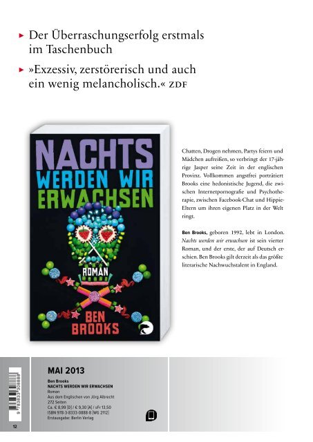Berlin Verlag Taschenbuch Mai bis Oktober 2013 - Piper Verlag GmbH