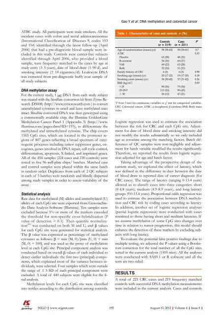 Gastrointestinal Oncology - World Journal of Gastroenterology