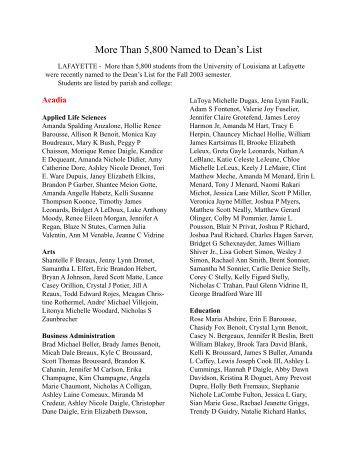 grad list - University of Louisiana at Lafayette