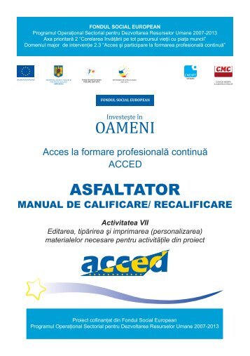 Manual Asfaltator - Acces la formare profesionala continua - ACCED