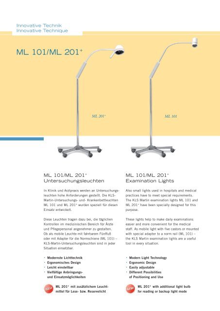 Examination Lights ML 101/ML 201 - KLS Martin - KEBOMED