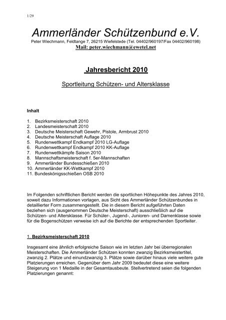 Jahresbericht 2010 - Ammerländer Schützenbund