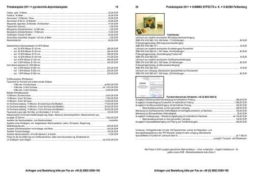 Preisbeispiele & Ideen 2011 - Pyrotechnikerschule Hummig Effects ...