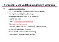 Vorlesung: Licht- und Displaytechnik; 0. Einleitung - LTI