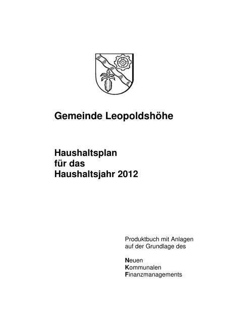 Haushaltsplan für das Haushaltsjahr 2012 der ... - Leopoldshöhe