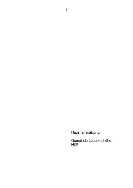 Haushaltsplan für das Haushaltsjahr 2012 der ... - Leopoldshöhe