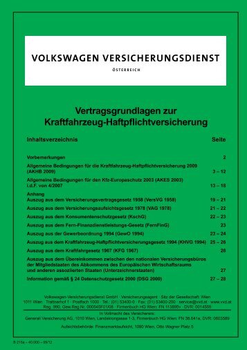 Vertragsgrundlagen zur Kraftfahrzeug-Haftpflichtversicherung - VVD