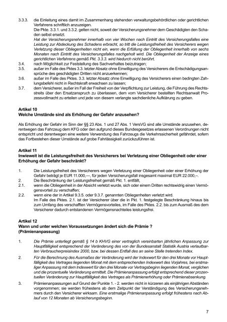 Vertragsgrundlagen zur Kraftfahrzeug-Haftpflichtversicherung - VVD