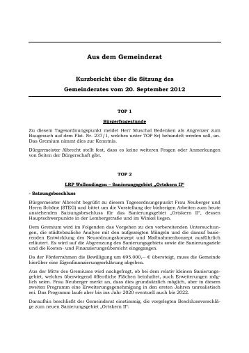 Aus dem Gemeinderat - Wellendingen