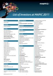 List of investors at MAPIC 2011 - mipim