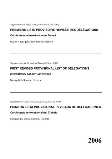 premiere liste provisoire revisée des délégations first revised