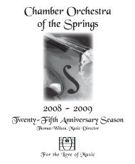 guest artists - Chamber Orchestra of the Springs