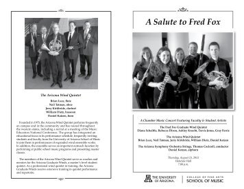 A Salute to Fred Fox - School of Music - University of Arizona