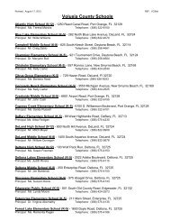 Printable Listing of all VCS Schools - Volusia County Schools