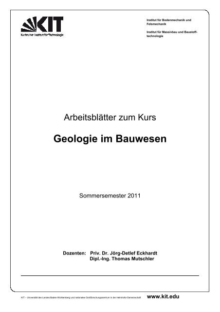 Geologie im Bauwesen - Karlsruher Institut fuer Technologie ...