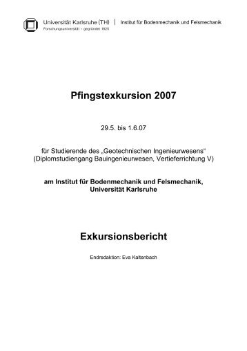 Pfingstexkursion 2007 Exkursionsbericht - Karlsruher Institut fuer ...