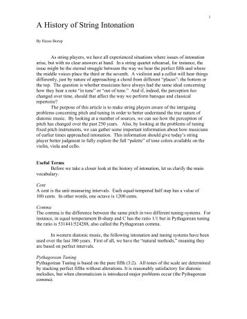 A History of String Intonation - Borup, Hasse