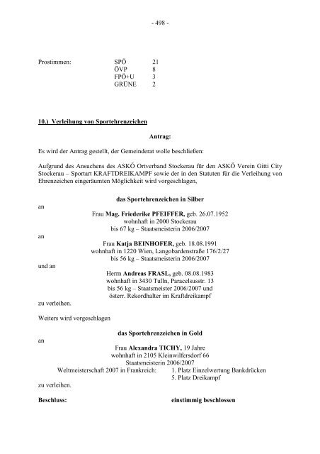 Protokoll zur Gemeinderatssitzung vom 2007.09.20 - .PDF - Stockerau