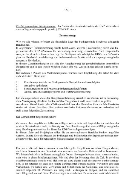 Protokoll zur Gemeinderatssitzung vom 2007.09.20 - .PDF - Stockerau