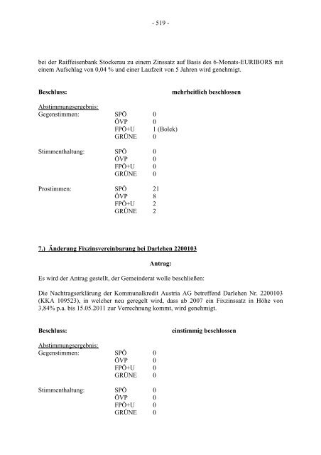 Protokoll zur Gemeinderatssitzung vom 2007.09.20 - .PDF - Stockerau