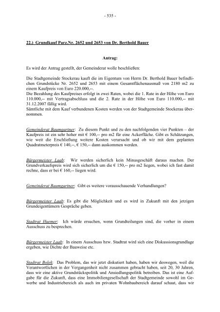 Protokoll zur Gemeinderatssitzung vom 2007.09.20 - .PDF - Stockerau