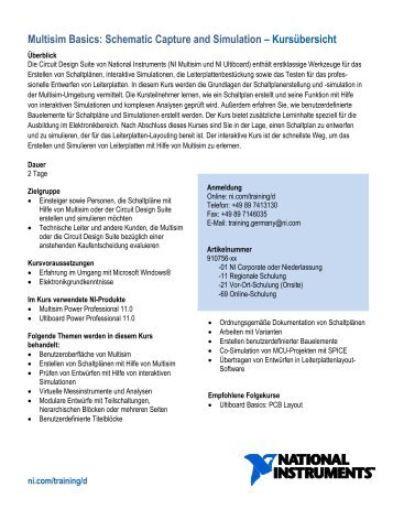 Multisim Basics: Schematic Capture and Simulation – Kursübersicht