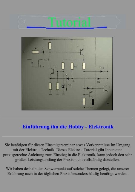 Einführung ihn die Hobby - Elektronik