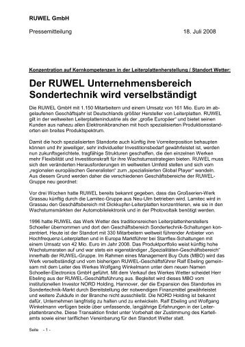Pressemitteilung Wetter V4 - 18 07 2008 - RUWEL International GmbH