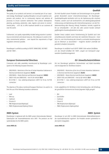 Print Katalog - Rosenberger Hochfrequenztechnik