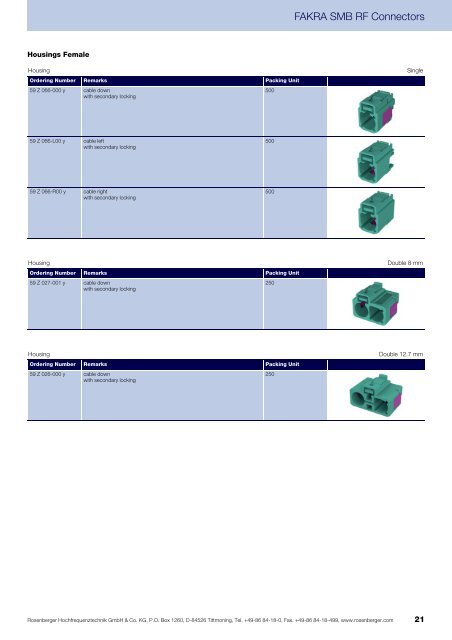 FAKRA SMB RF Connectors Cable Connectors, PCB Connectors ...