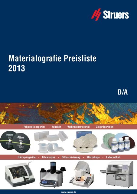 Materialografie Preisliste 2013 - Apsis