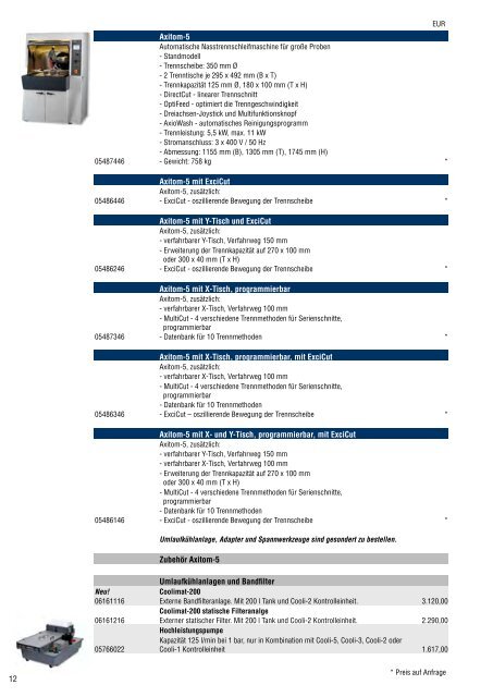 Materialografie Preisliste 2013 - Apsis