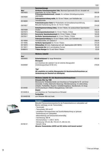 Materialografie Preisliste 2013 - Apsis