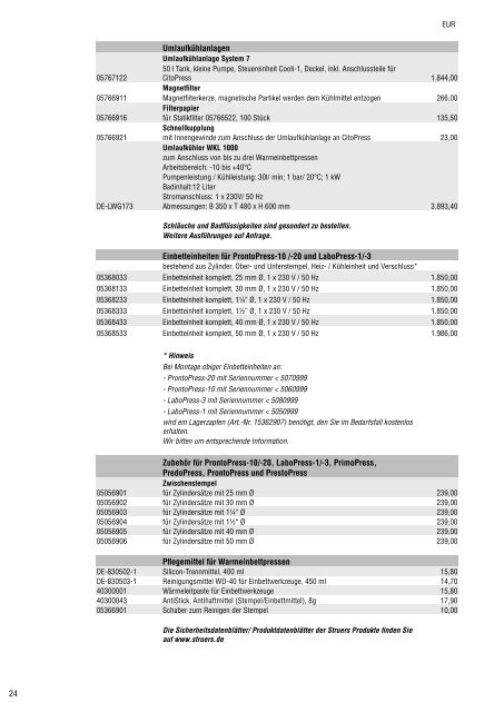 Materialografie Preisliste 2013 - Apsis