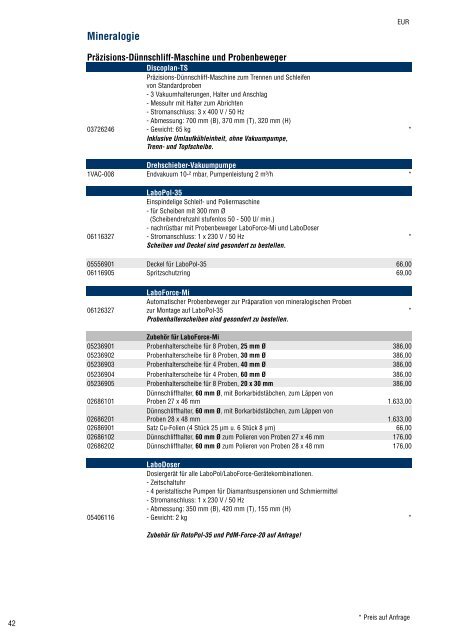 Materialografie Preisliste 2013 - Apsis