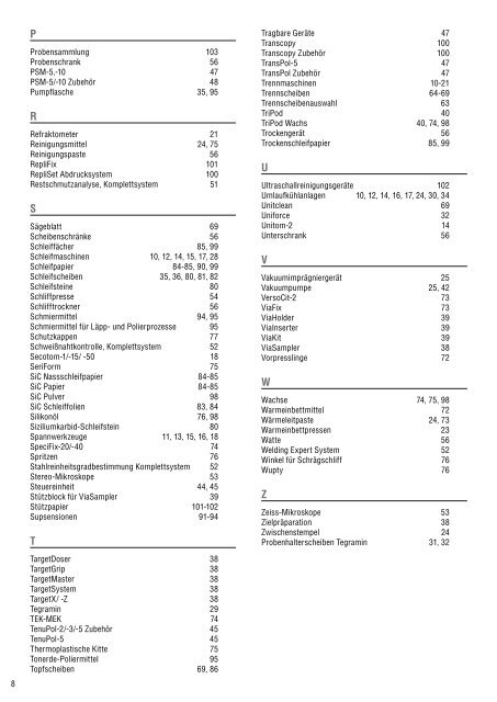 Materialografie Preisliste 2013 - Apsis