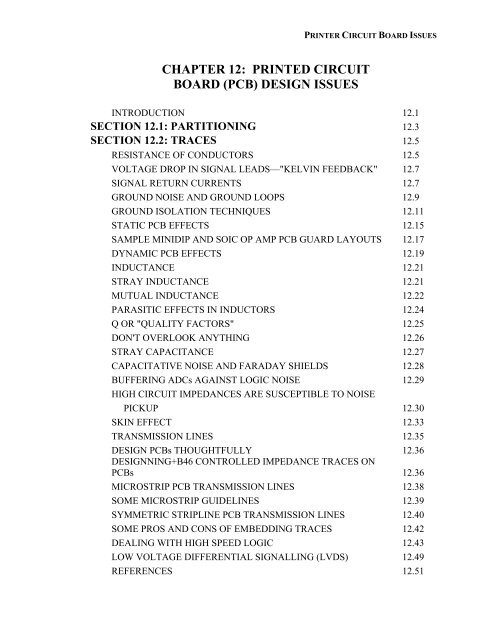 chapter 12: printed circuit board (pcb) design issues Circuit Diagram