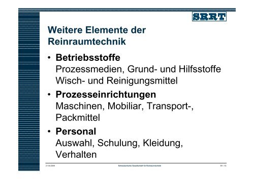 Grundlagen der Reinraumtechnik - Medical Cluster