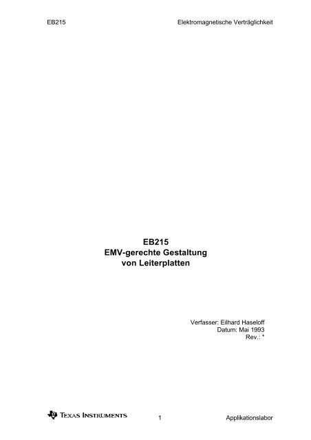 EMV-gerechte Gestaltung von Leiterplatten - Institut für Elektronik ...