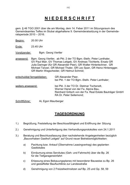 Gemeinderatsprotokoll Nr. 09 - 14.02.2011.pdf - Gemeinde Telfes im ...