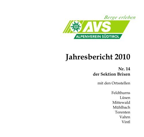 -ahresbericht 2010 - Alpenverein Südtirol