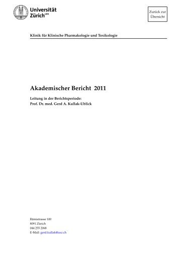 Akademischer Bericht 2011 - Klinik für Klinische Pharmakologie und ...