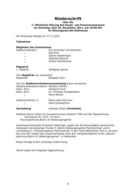 Haupt- und Finanzausschuss - Neckarsteinach