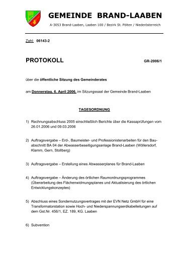 Protokoll Nr. 1/2006 (107 KB) - .PDF - Brand-Laaben