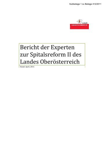 Bericht der Experten zur Spitalsreform II - Land Oberösterreich