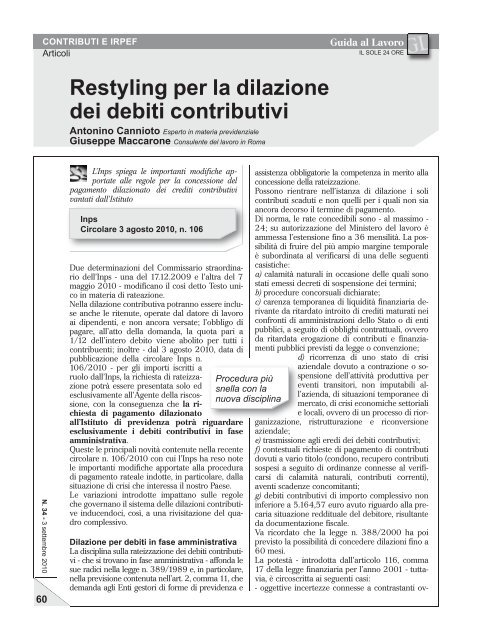 Contributi e Irpef Contratti collettivi Rapporto di Lavoro Contributi e ...