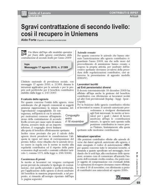 Contributi e Irpef Contratti collettivi Rapporto di Lavoro Contributi e ...