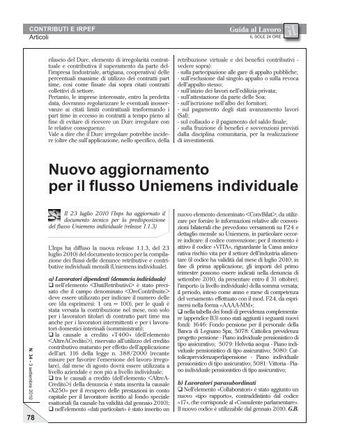 Contributi e Irpef Contratti collettivi Rapporto di Lavoro Contributi e ...